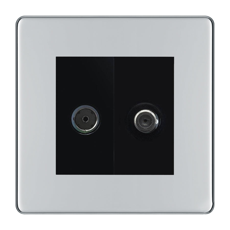 BG Flatplate Screwless Polished Chrome TV & Satellite Socket FPC65B