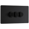 BG Evolve Matt Black 3 Gang Custom Grid Dimmer Light Switch PCDMB83B