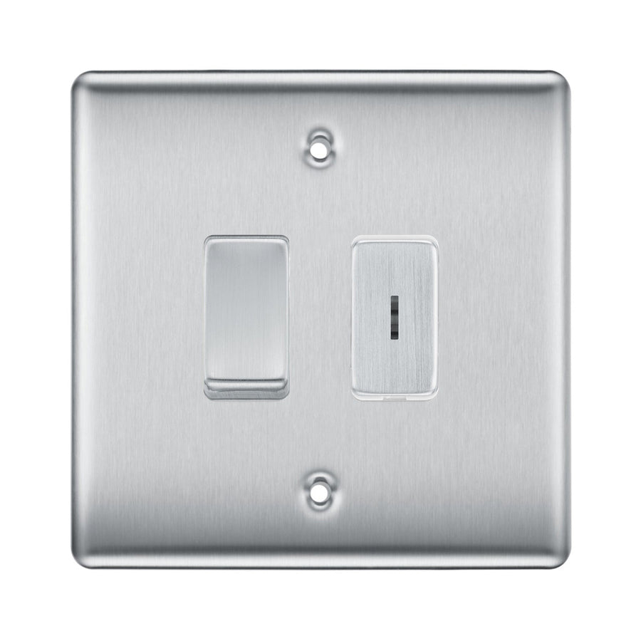 BG Brushed Steel 2 Gang 20 Amp Key Switch with 20 Amp Double Pole Switch