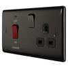 BG Nexus Black Nickel 45A Switch 13A Switched Socket Cooker Control Unit NBN70B with 35mm Steel Back Box