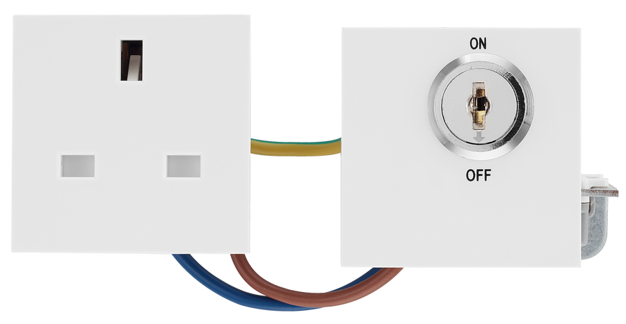 Key Controlled Switch Module Bg BG EMKYSWSW Euro Module 13A DP Key Controlled Switched Socket - White ...