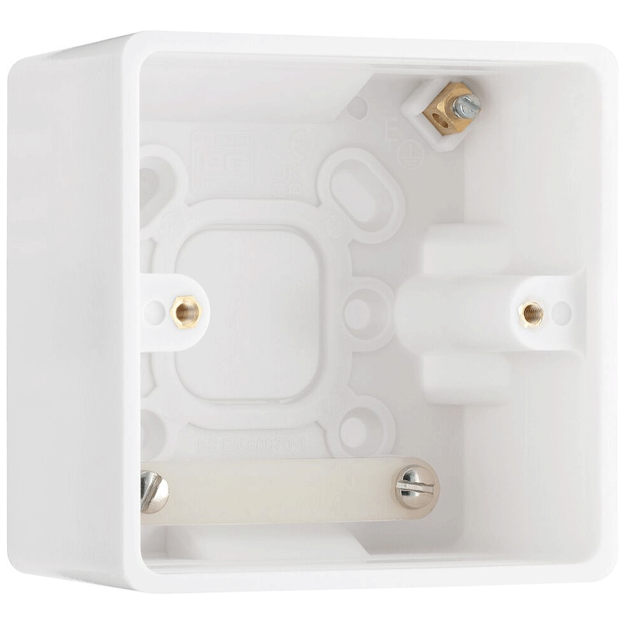 BG 877 Moulded White Round Edge 1 Gang 50mm | Surface Box