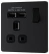 BG Evolve PCDMB21U2B Matt Black 1 Gang 13A 2.1A Socket-Black Insert