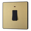 BG Evolve Satin Brass 20A Double Pole Switch with Neon PCDSB31B with 35mm Steel Back Box