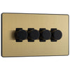 BG Evolve Satin Brass 4 Gang Custom Grid Dimmer Light Switch PCDSB84B