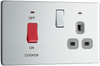 FPC70G Front - This 45A cooker control unit from British General includes a 13A socket for an additional appliance outlet and has flush LED indicators above the socket and switch.