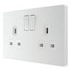 BG Evolve Pearlescent White 13A Double Socket PCDCL22W with 25mm Steel Back Box