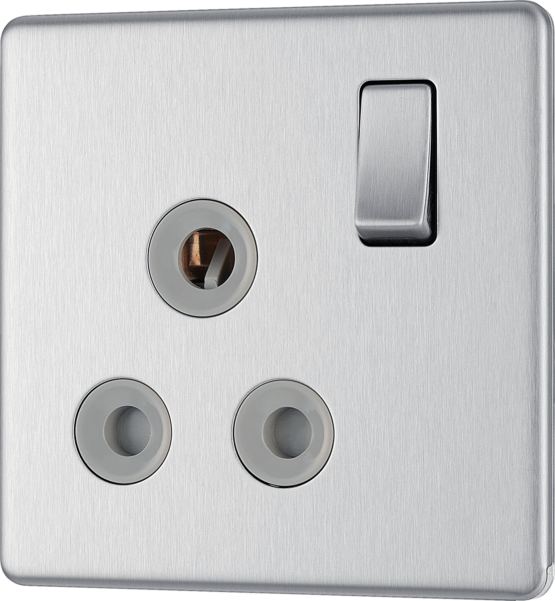 BG FBS99G Flatplate Screwless 15A, 1 Gang Switched Socket, Brushed ...