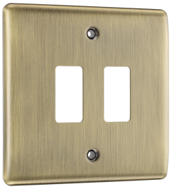 BG RNAB2 Nexus Metal Antique Brass 2 Module Grid Front Plate