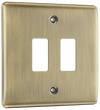 BG RNAB2 Nexus Metal Antique Brass 2 Module Grid Front Plate