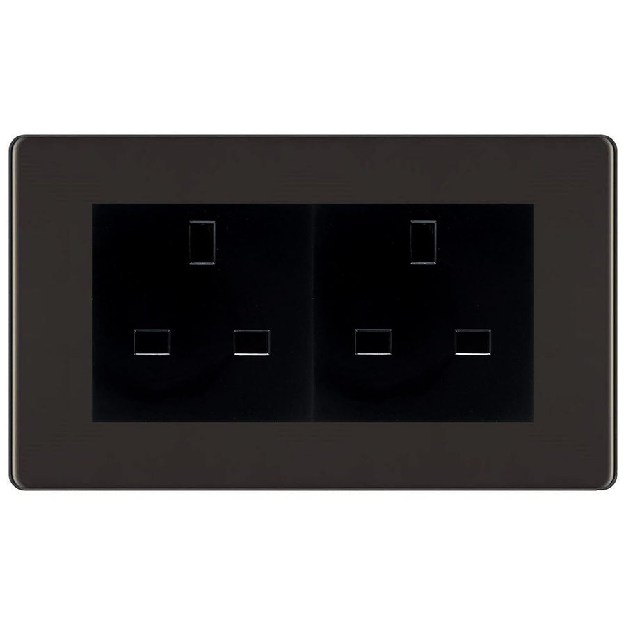 BG Screwless Black Nickel 4 Gang 13A Unswitched Socket - FBN4GUSSB