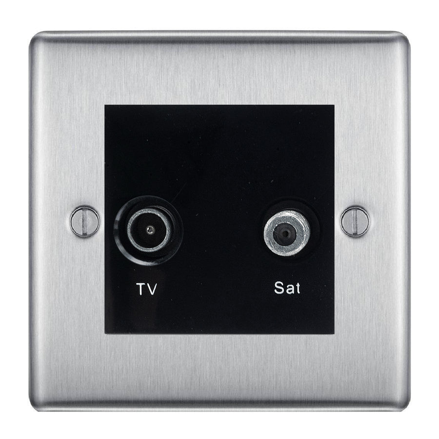 BG Nexus Metal Brushed Steel TV & Satellite Socket NBSTVSATB