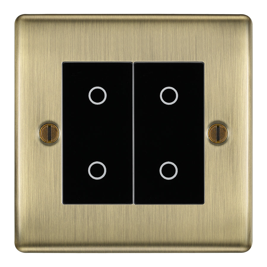 BG Nexus Antique Brass Double Secondary Touch Dimmer Switch - Black Insert