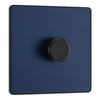 BG PCDDB81B Matt Blue Evolve 1 Gang 200W Intelligent Trailing Edge Dimmer Switch - Black Insert