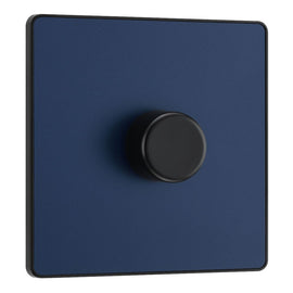 BG PCDDB81B Matt Blue Evolve 1 Gang 200W Intelligent Trailing Edge Dimmer Switch - Black Insert
