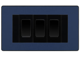 BG Evolve Matt Blue 3G Switch 2x Intermediate 1x 2 Way Switch - Black Insert
