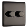 BG Nexus Metal Black Nickle 200W 2 Way Double Trailing Edge Dimmer Switch NBN82 with 35mm Steel Back Box