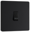 PCDMB14B Front - This Evolve Matt Black bell push switch from British General is ideal for use where access is restricted such as office buildings or hospitals, where visitors need to let those inside know they have arrived.