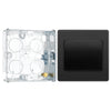 BG Evolve Black Chrome 1G Wide Rocker Light Switch PCDBC12WB with 25mm Steel Back Box