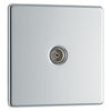 BG Screwless Polished Chrome 1 Gang Coaxial TV Socket FPC60 with 35mm Steel Back Box