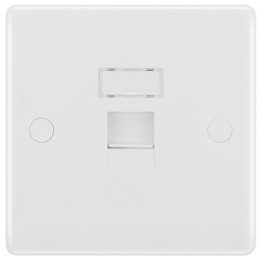 BG 8RJ45/1 Moulded Round Edge | White | RJ45 Single Data Outlet Socket (Screw)