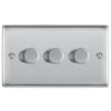 BG NBS83 Brushed Steel Trailing Edge Triple Dimmer Switch 3 Gang 2 Way LED