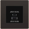 BG Black Nickel 45W USB Wall Socket Euro Module USB-A & C - Black Insert