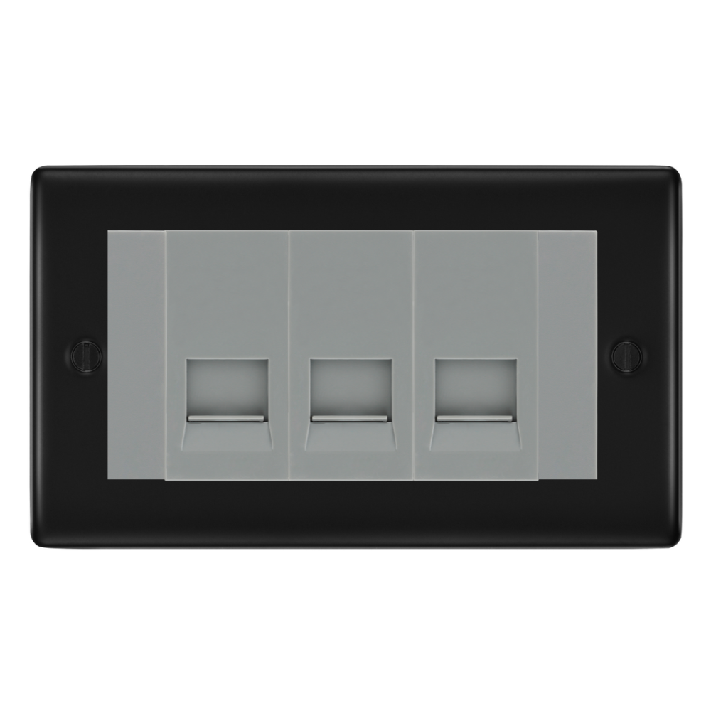 BG Nexus Matt Black 3 Gang Secondary Telephone Socket, Screw Terminal ...