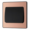 BG Evolve Polished Copper 1G Wide Rocker Light Switch PCDCP12WB with 35mm Steel Back Box