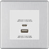BG Brushed Steel 45W USB Wall Socket Euro Module USB-A & C - White Insert