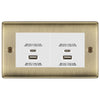 BG Antique Brass 4G Euro Plate with 45W USB A+C Charger Modules - White Insert