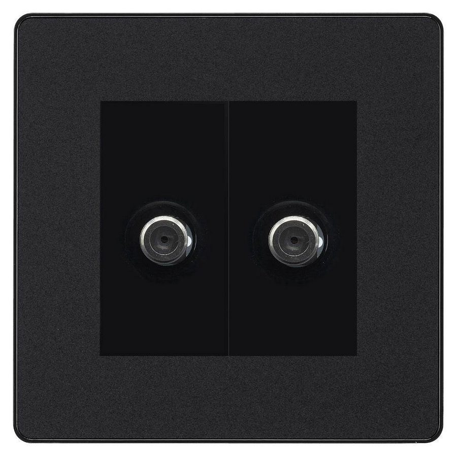 BG Evolve Matt Black Double Satellite Socket PCDMB642B