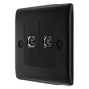 BG Nexus Matt Black Double Coaxial Socket NFB61 with 25mm Steel Back Box