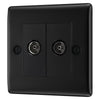 BG Nexus Matt Black Double Coaxial Socket NFB61 with 25mm Steel Back Box