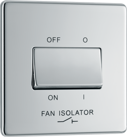 BG Electrical FPC15 Nexus Screwless Flat-Plate Fan Isolator Switch 3 Pole Polished Chrome 10A