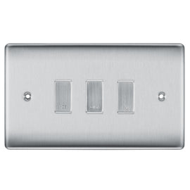 BG Brushed Steel 3 Gang Engraved Custom Labelled Appliance Grid Switch