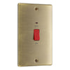 BG NAB72 Nexus Metal | Antique Brass | 2 Gang Double Plate 45A 2 Pole Neon Cooker Switch