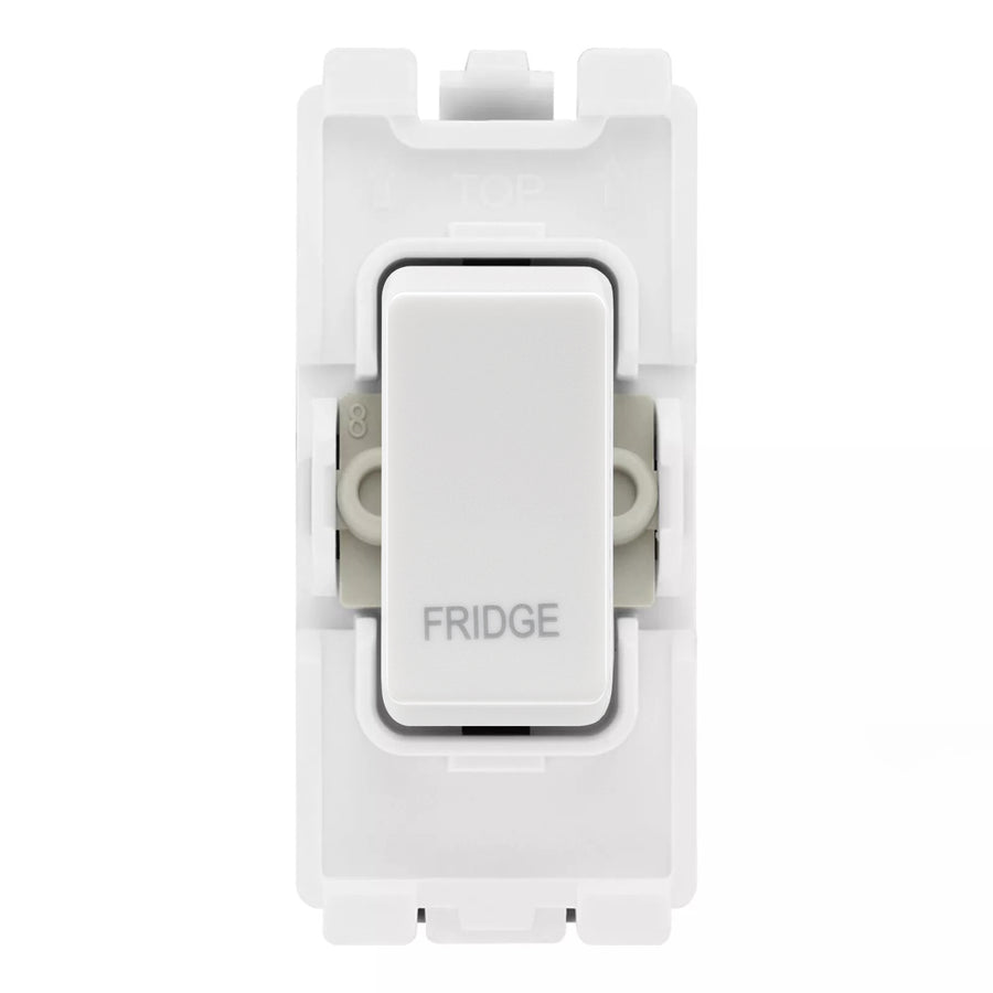 BG RRFDW White 20A DP Appliance Grid Switch Labelled Fridge