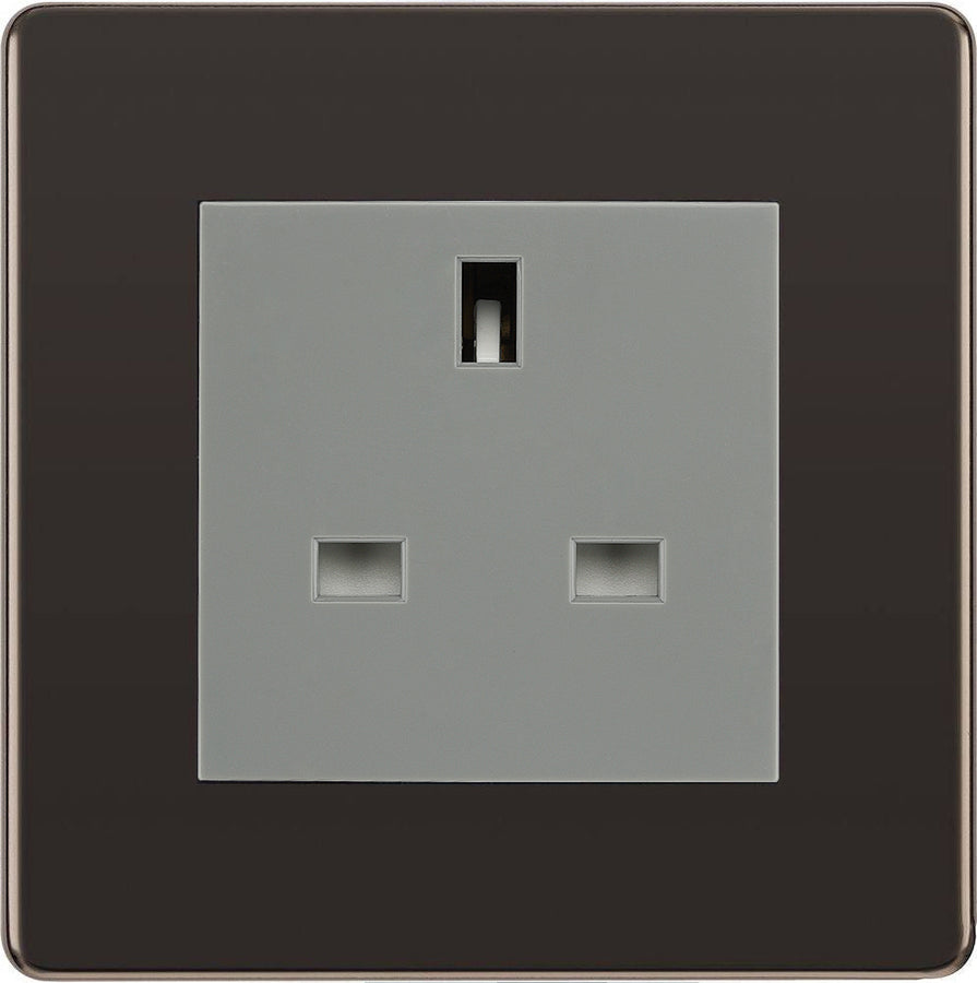 BG Nexus Screwless Black Nickel 13A Unswitched Socket FBNUSSG