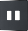 BG RPCDMG2B Evolve Grid Matt Grey 2 Module Square Front Plate - Black Trim