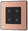 PCDCPTDM2B Front - This Evolve Polished Copper double master trailing edge touch dimmer allows you to control your light levels and set the mood.