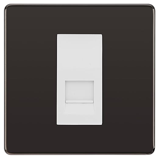 BG Screwless Black Nickel Single IDC Secondary Telephone Socket - White Insert