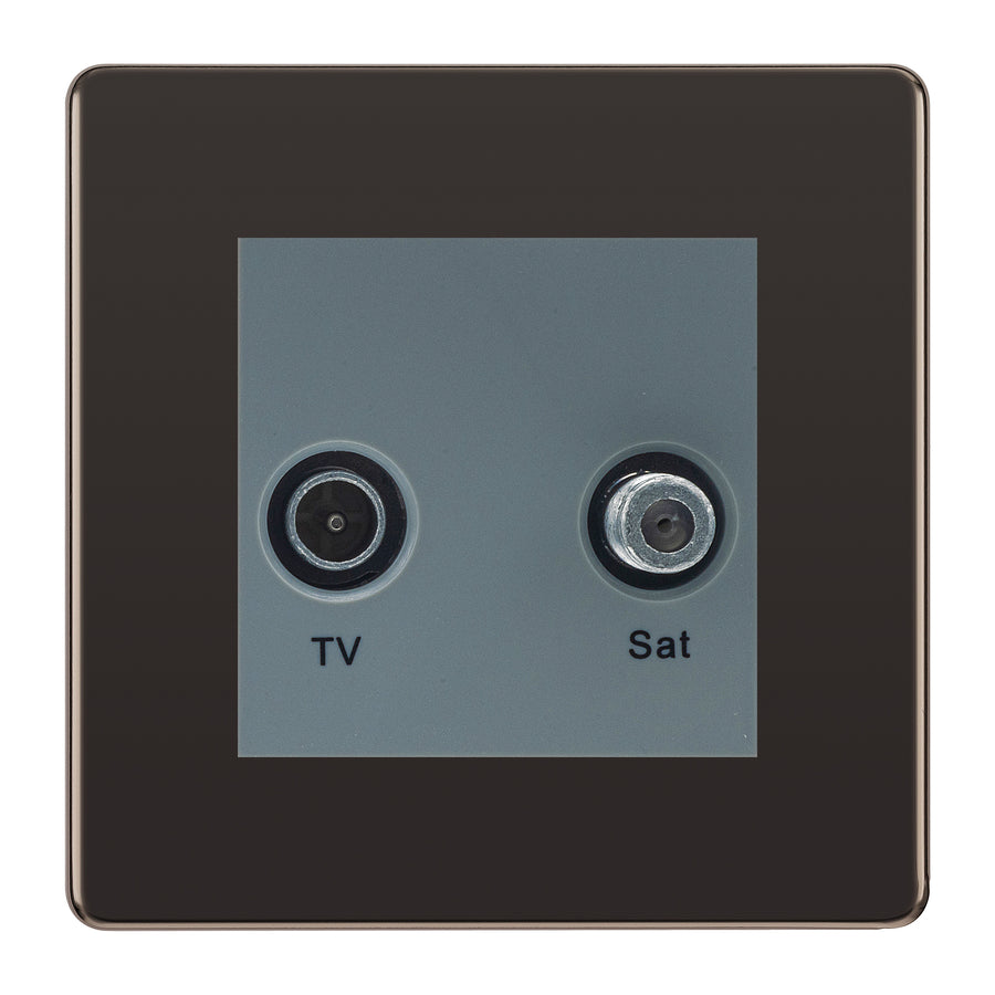BG Screwless Black Nickel TV & Satellite Socket FBNTVSATG