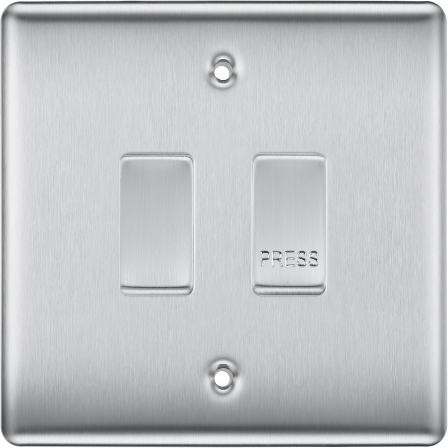 BG Nexus Brushed Steel 2G Grid Switch Kit – 20A 2-Way & Retractive Press Module