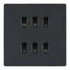 BG Evolve Matt Grey Custom Appliance Grid Switch 6 Gang Screwless