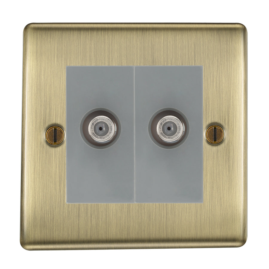 BG Nexus Metal Antique Brass Double Satellite Socket NAB642G