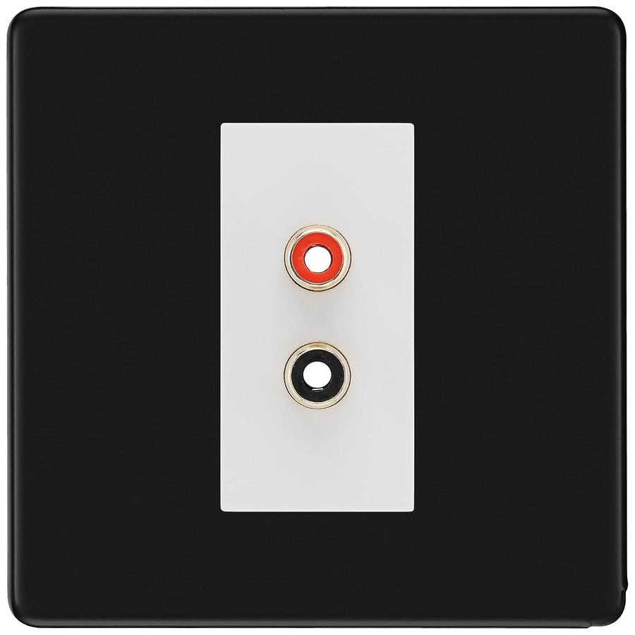 BG Screwless Matt Black Euro Module RCA X 2 Outlet FFBRCA2W