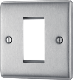 BG Electrical NBSEMS1 Euro Module Nexus Metal 1 Module Square Front Plate Brushed Steel