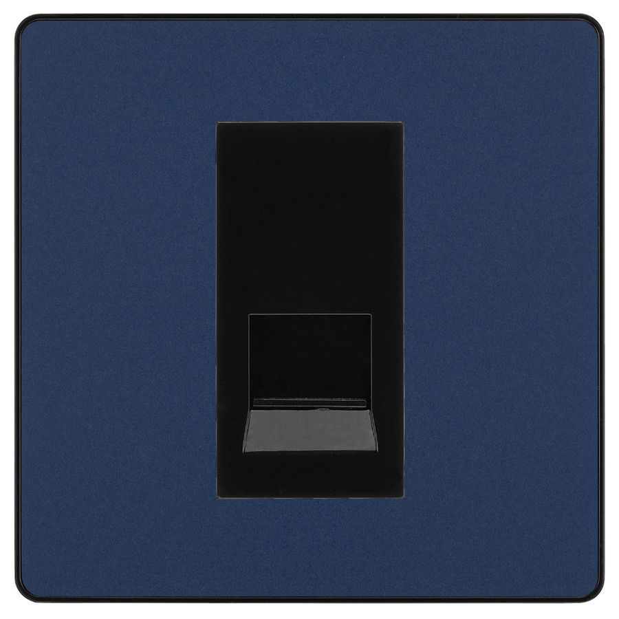 BG Evolve Matt Blue Single Secondary Telephone Socket, Screw Terminal - Black Insert
