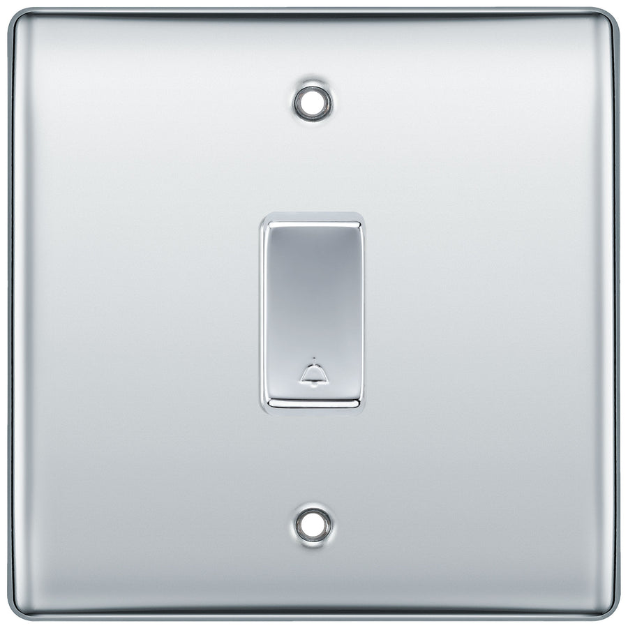 BG Polished Chrome 1 Gang Retractable Bell Switch with Bell Symbol Door